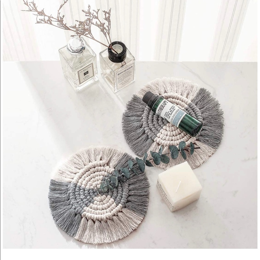 Macrame Coaster Heat Resistant, Office Kitchen Mug